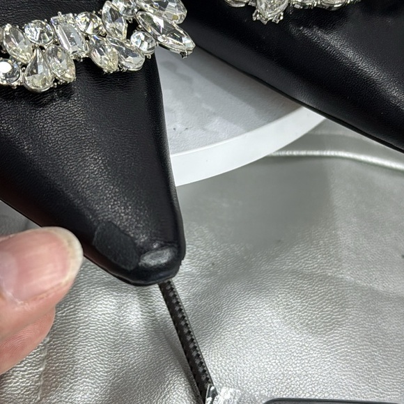 (O) ZARA Elegant Black Slingback Heels with Crystal Embellishment, Size 39/8USA - Picture 3 of 13